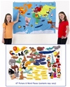 A large fabric world map with a selection of colourful felt motifs, which is perfect for brightening up a classroom and is an excellent resource for fun interactive learning for children of all ages.    Ages:  3+   Price:  119.95 inc. VAT